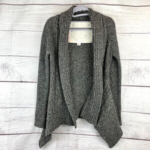 Canary by Anthropologie Marled Gray Cable Chunky Ribbed Open Front Cardigan XS